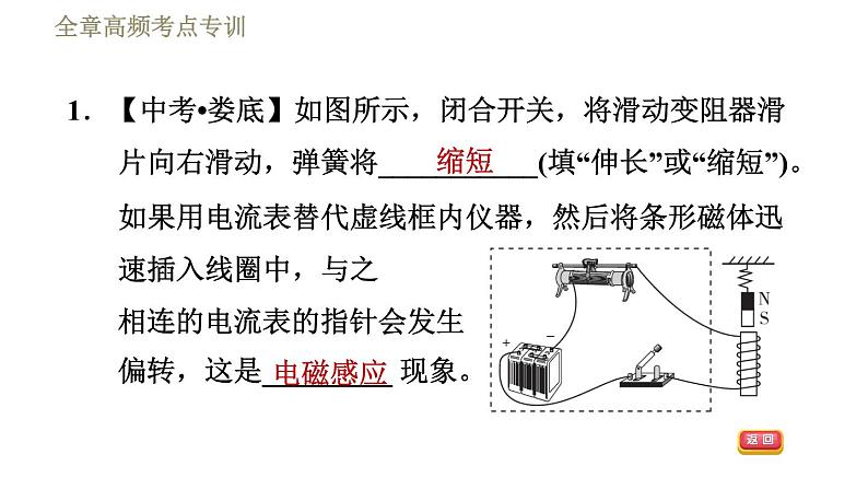 教科版九年级全一册物理习题课件 第八章 全章高频考点专训 专训1 区分三大电磁现象第3页