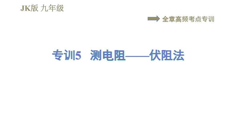 教科版九年级全一册物理习题课件 第五章 全章高频考点专训 专训5 测电阻——伏阻法第1页