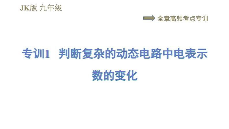 教科版九年级全一册物理习题课件 第五章 全章高频考点专训 专训1 判断复杂的动态电路中电表示数的变化第1页