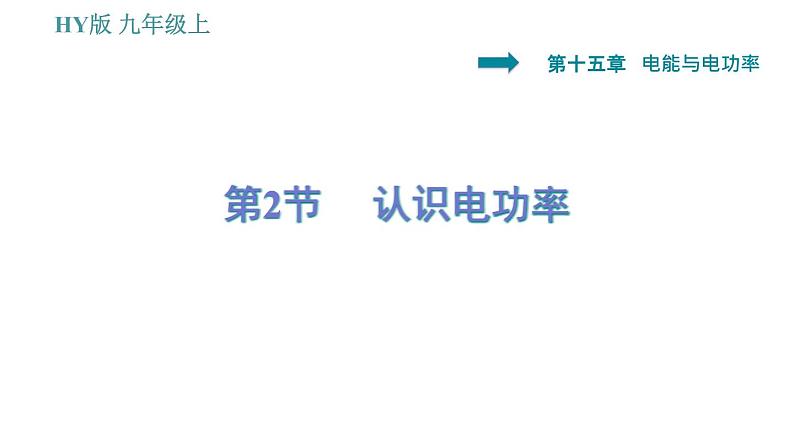 沪粤版九年级上册物理习题课件 第15章 15.2 认识电功率第1页