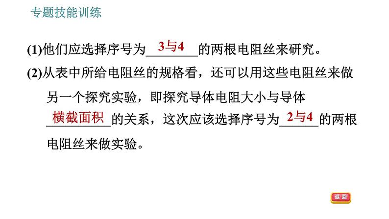 沪粤版九年级上册物理习题课件 第14章 专训(八) 影响电阻大小的因素及滑动变阻器的应用第4页
