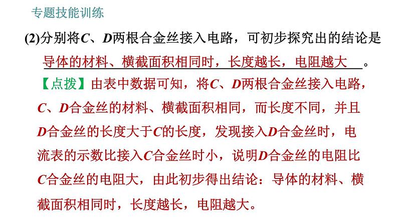 沪粤版九年级上册物理习题课件 第14章 专训(八) 影响电阻大小的因素及滑动变阻器的应用第8页