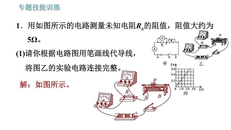 沪粤版九年级上册物理习题课件 第14章 专训(十) 1 测量电阻的多种方法03