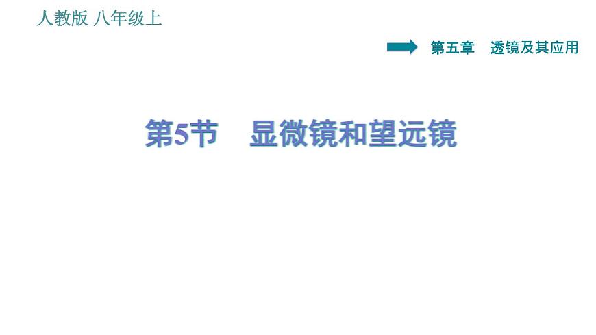人教版八年級上冊物理習題課件 第5章 5.5 顯微鏡和望遠鏡第1頁