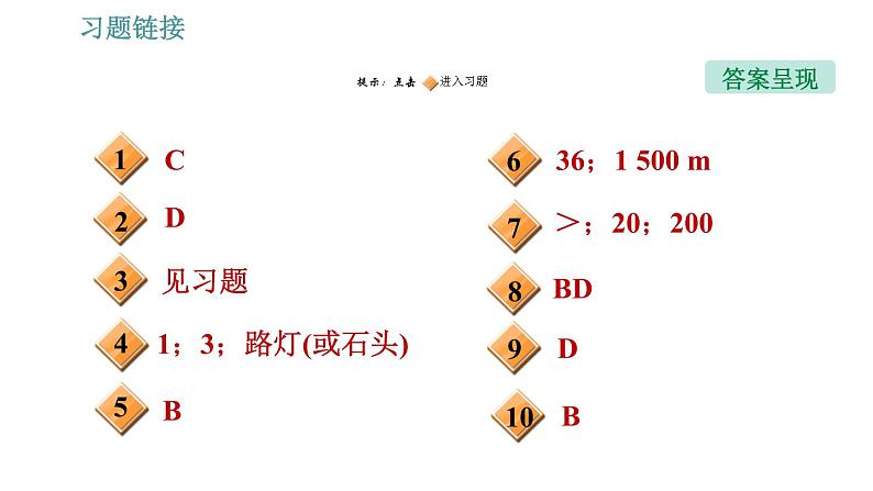 人教版八年级上册物理习题课件 期末提分练案 第1讲 第2课时 素养专项提升 研究机械运动的三种方法02