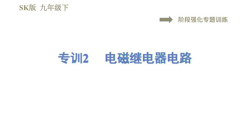 苏科版九年级下册物理课件 第16章 16.2阶段强化专题训练 专训2 电磁继电器电路第1页