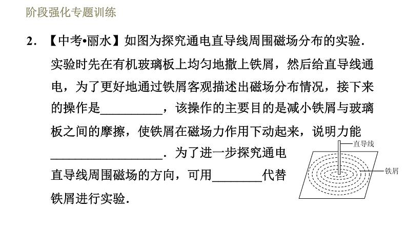 苏科版九年级下册物理课件 第16章 16.2阶段强化专题训练 专训3 探究电流周围的磁场第7页
