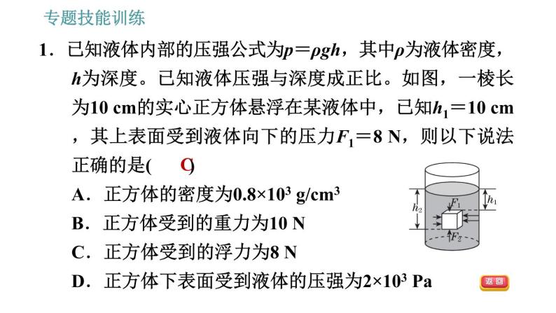 沪粤版八年级下册物理课件 第9章 专训（七）  训练1   浮力的计算04