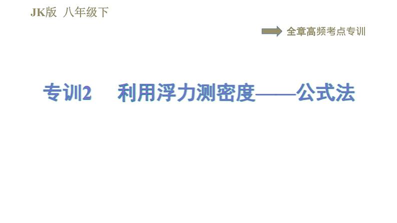 教科版八年级下册物理课件 第10章 全章高频考点专训 专训2 利用浮力测密度——公式法01