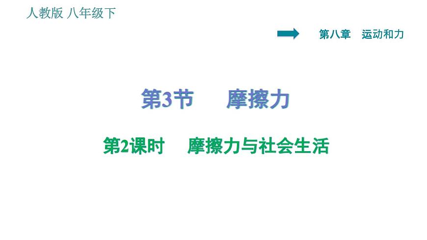 人教版八年級下冊物理課件 第8章 8.3.2    摩擦力與社會生活第1頁