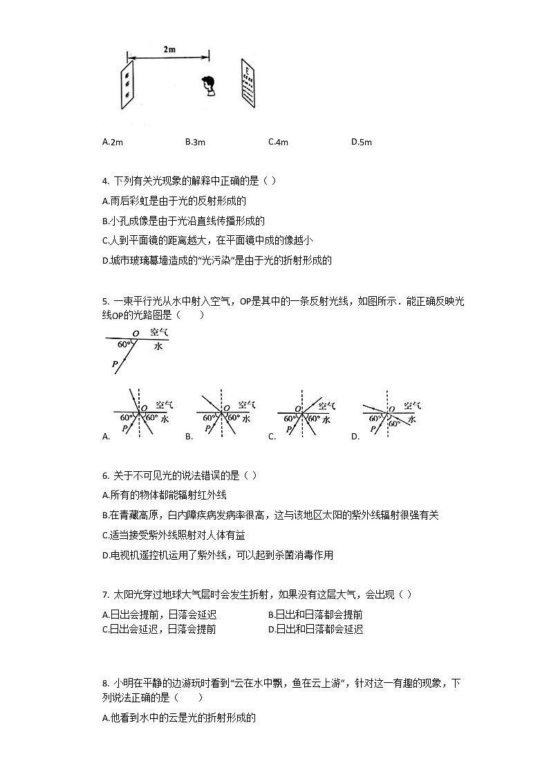 新人教版八年级上册《第4章_光现象》2020年单元测试卷(2)第2页