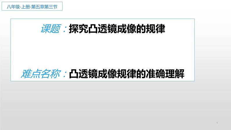 人教版八年级(上)第五章探究凸透镜成像的规律课件第1页