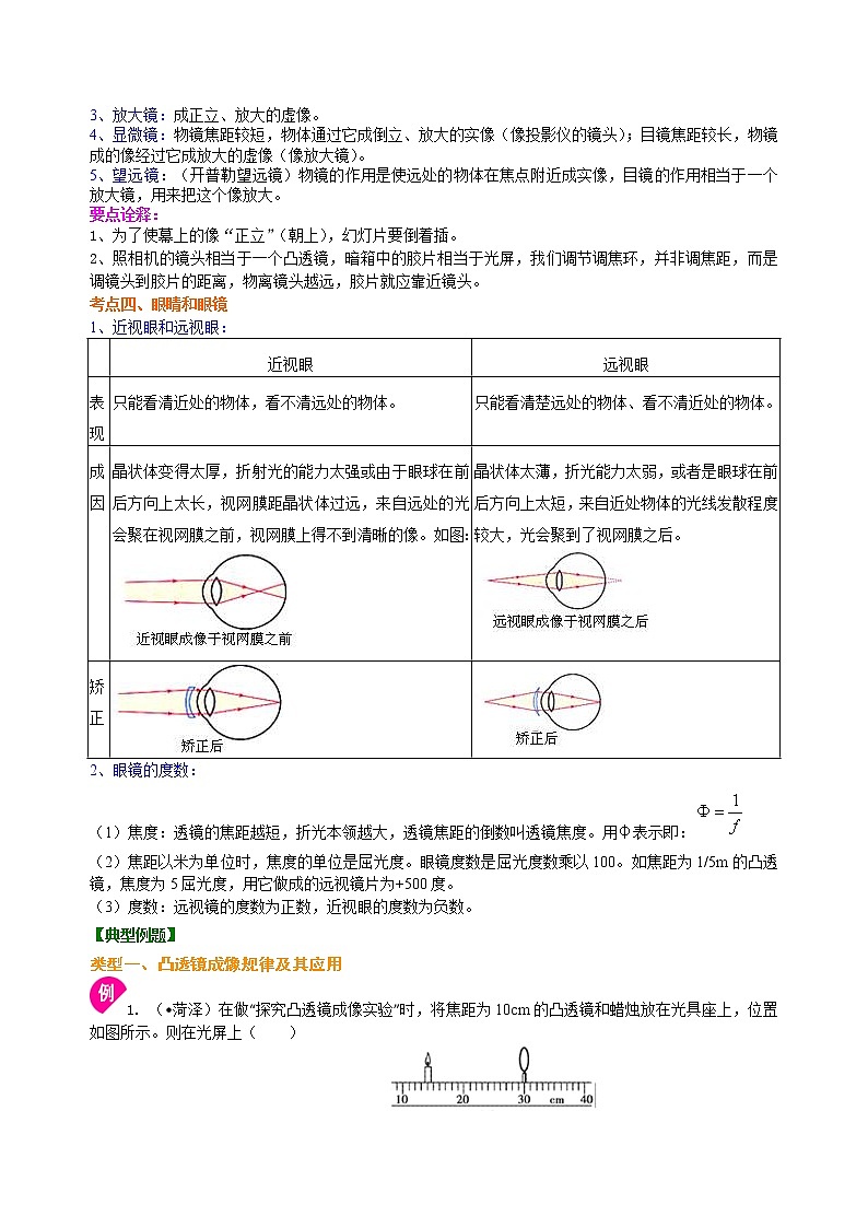 中考复习:透镜及其应用(基础)知识讲解第3页