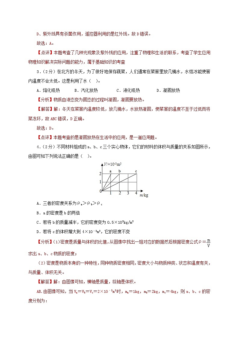 2021年山东省菏泽市郓城县中考物理一模试卷(解析版及原卷版)02