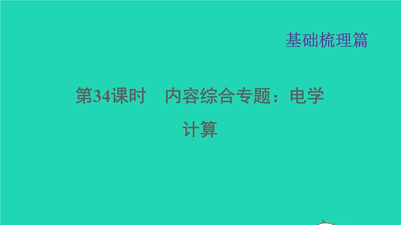 福建省2021年中考物理一轮复习第34课时内容综合专题:电学计算基础知识梳理课件第1页