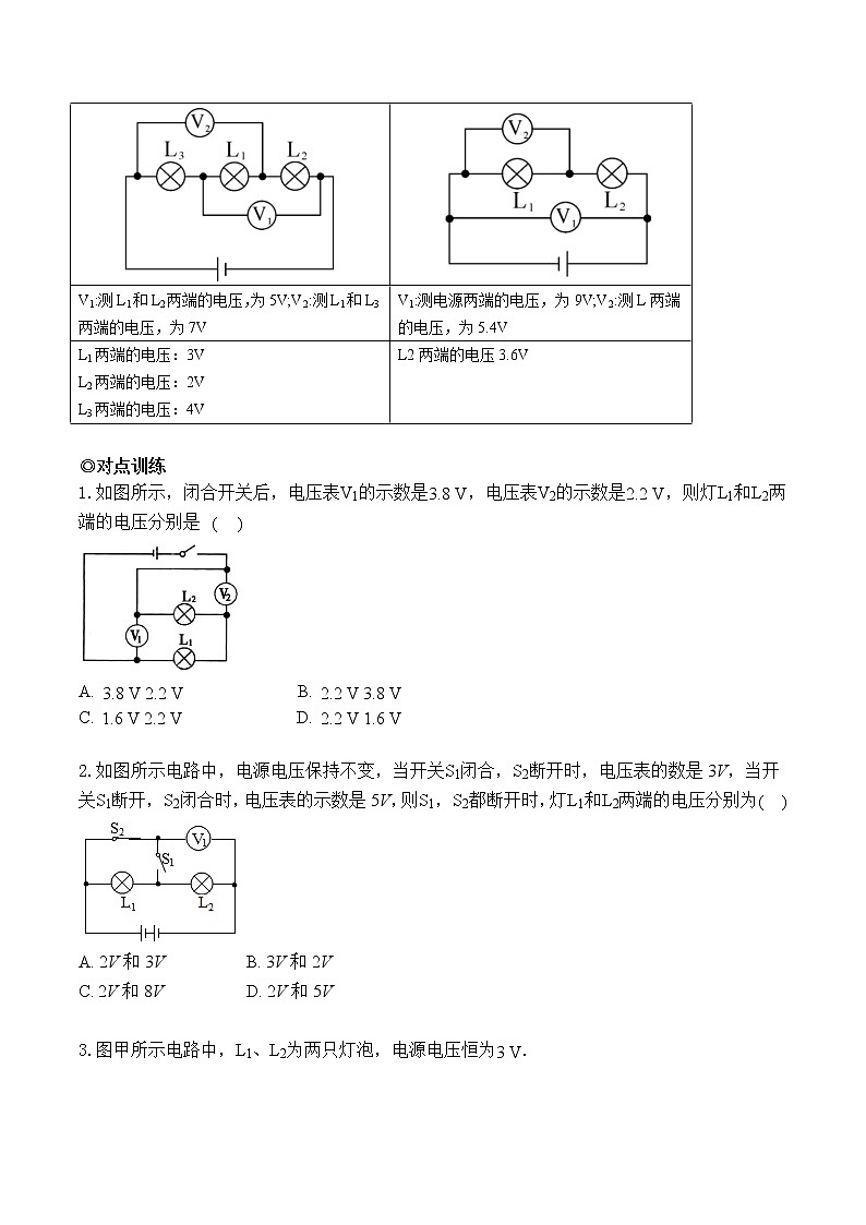 专题06 复杂电路中的电压计算(原卷版)-2021-2022学年九年级物理上学期同步培优专题对点练习(人教版)第3页