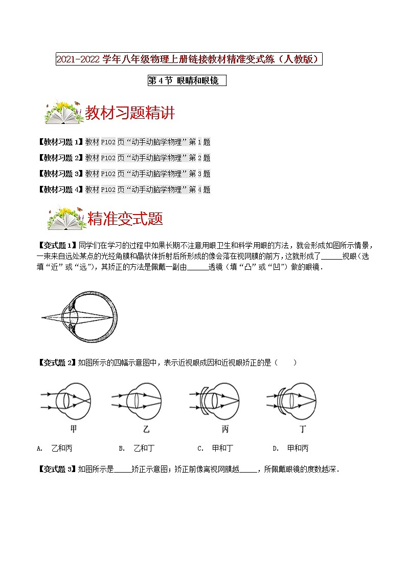 第4節(jié) 眼睛和眼鏡（原卷版） 第1頁