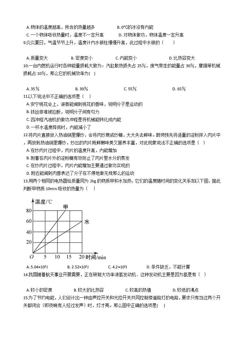 2020-2021年河南省洛阳市九年级上学期物理第一次月考试卷附答案第2页