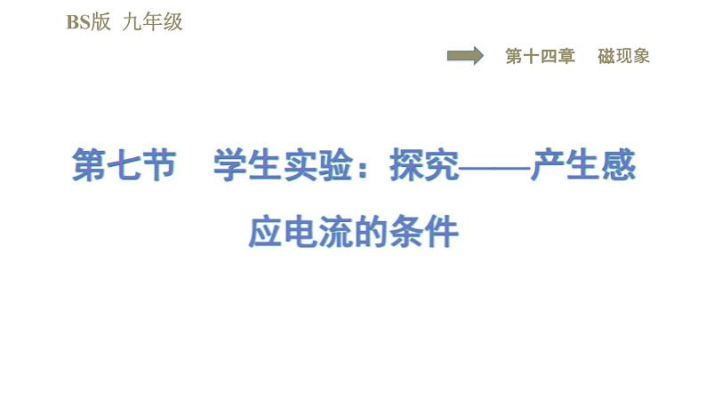 北师版九年级下册物理习题课件 第14章 14.7学生实验:探究——产生感应电流的条件01