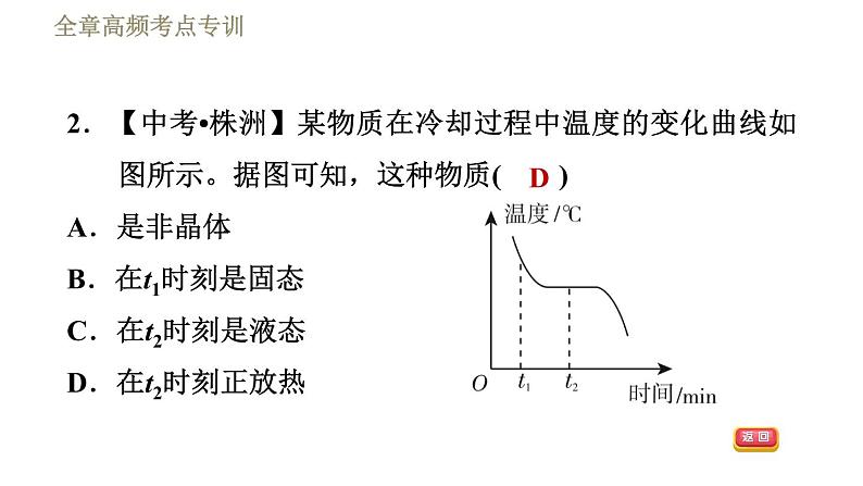 鲁科版(五四学制)九年级下册物理课件 第18章 全章高频考点专训 专训1 三种类型物态变化图象的分析技巧04