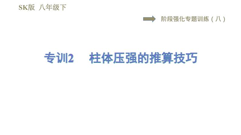 苏科版八年级下册物理课件 第10章 阶段强化专题训练(八) 专训2 柱体压强的推算技巧第1页