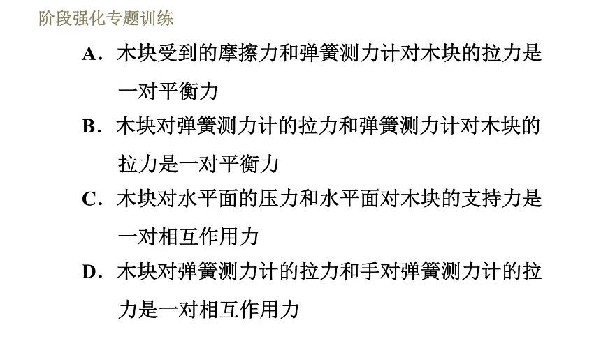 蘇科版八年級下冊物理課件 第9章 階段強(qiáng)化專題訓(xùn)練(六) 專訓(xùn)2 相互作用力和平衡力第4頁