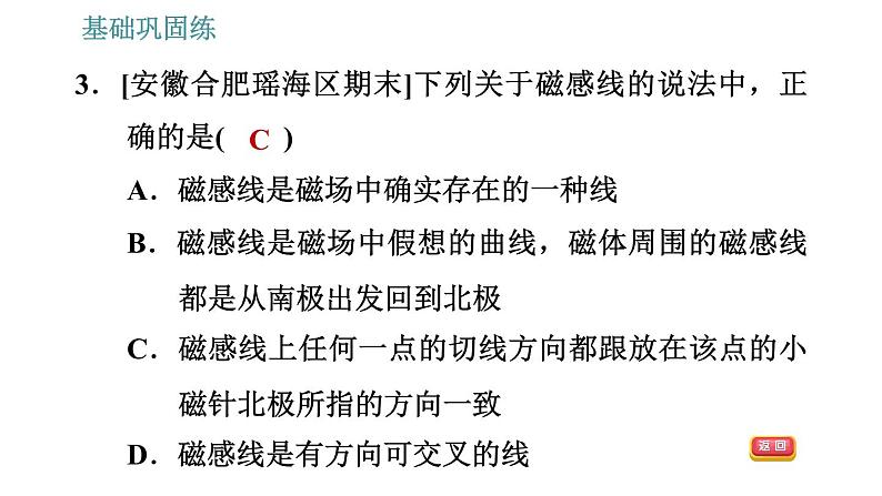 沪粤版九年级下册物理习题课件 第16章 16.1.2 磁场、磁感线、地磁场第6页