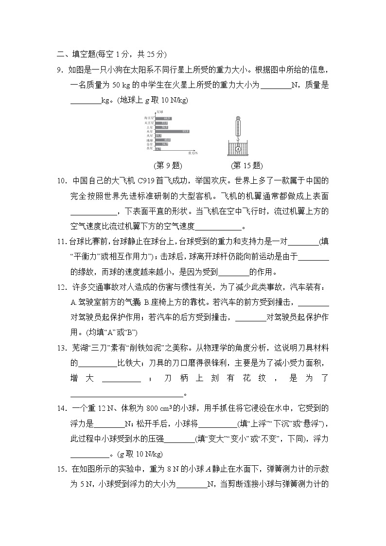 沪粤版八年级下册物理 期末测试卷(A)003