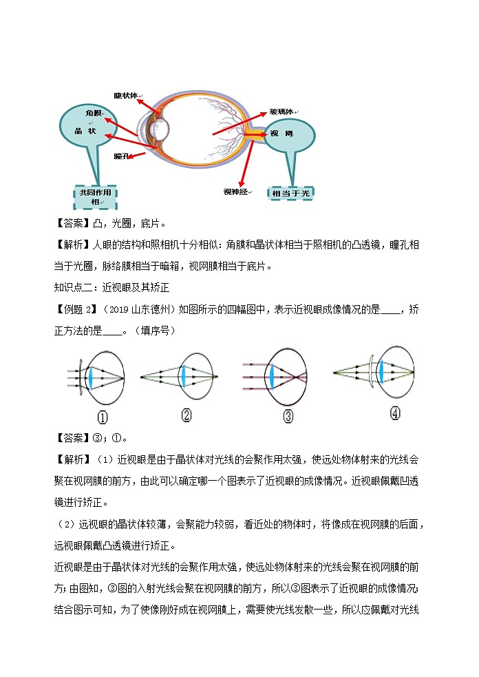2020_2021学年八年级物理上册5.4眼睛和眼镜精讲精练含解析新版新人教版第3页