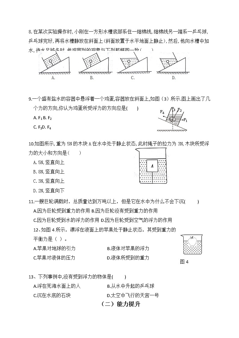 9.1 认识浮力 课时作业—2020-2021学年沪科版八年级物理下册(有答案)第2页