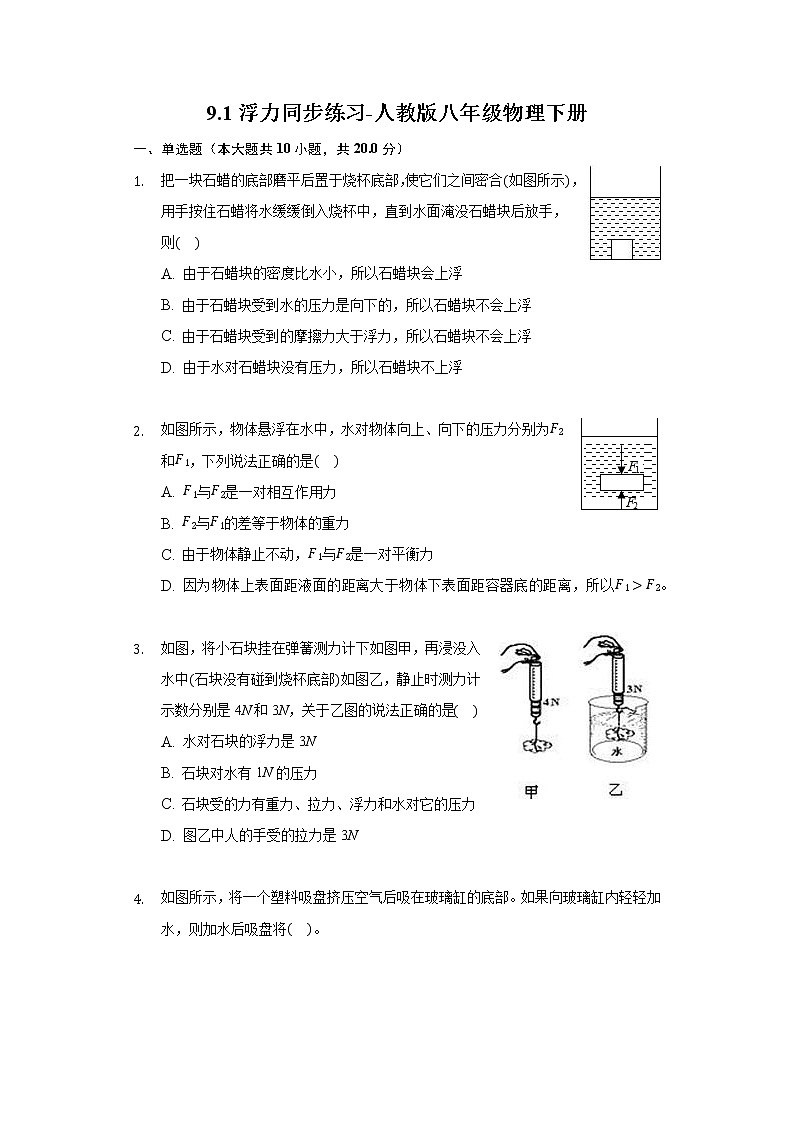 10.1浮力同步練習-人教版八年級物理下冊第1頁