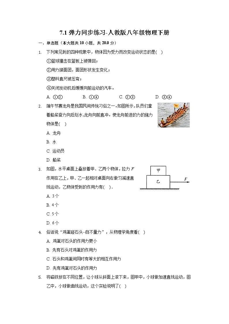 7.1力同步練習-人教版八年級物理下冊第1頁