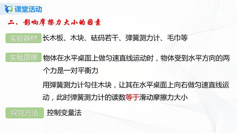 专题7.6 学生实验-摩擦力大小与什么有关(课件)-2021-2022学年八年级第二学期物理精品课堂设计(北师大版)第8页
