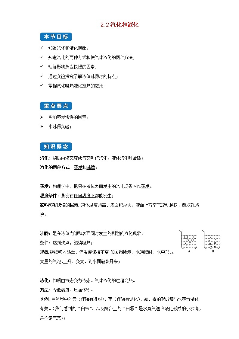 2020_2021學(xué)年八年級(jí)物理上冊(cè)2.2汽化和液化考點(diǎn)突破與同步練習(xí)含解析新版蘇科版第1頁(yè)