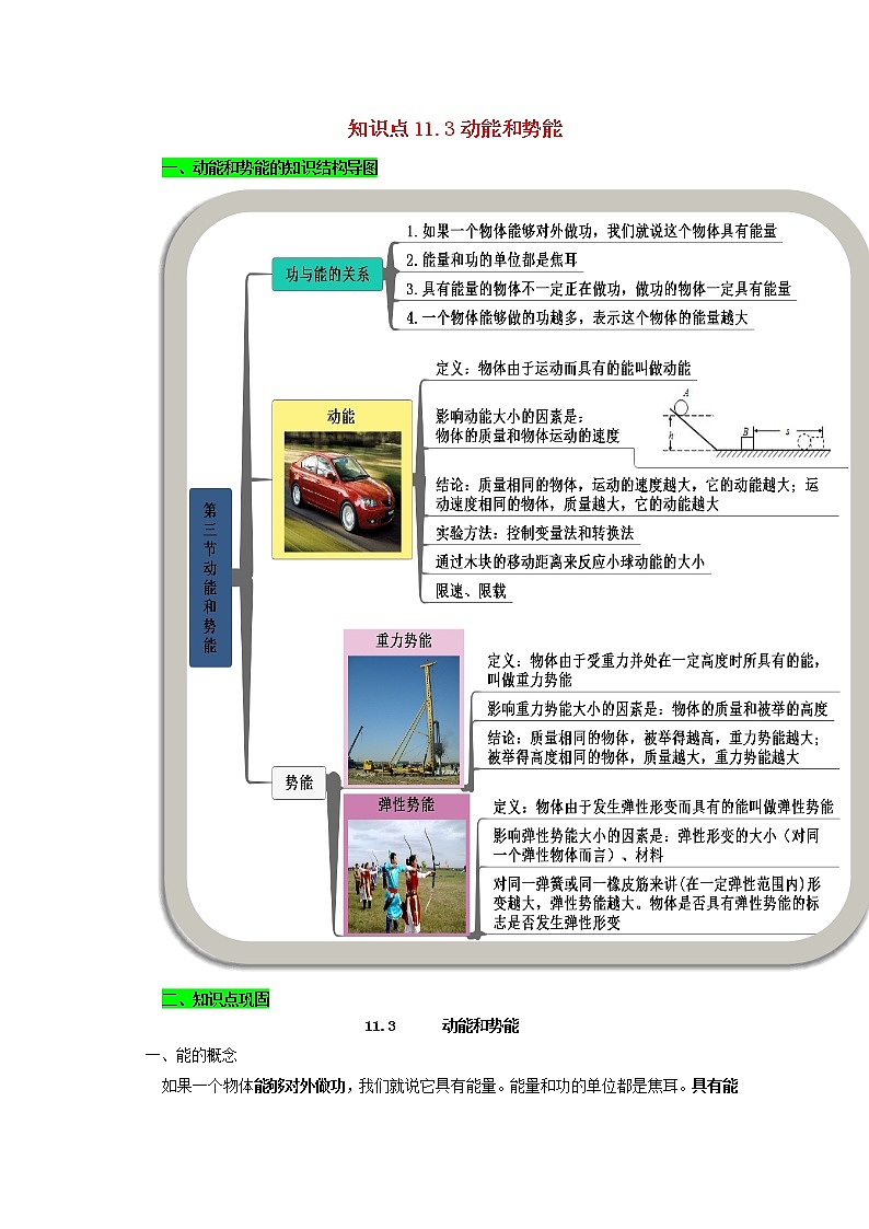 2019_2020学年八年级物理下册11.3动能和势能期末复习精练含解析新版新人教版01