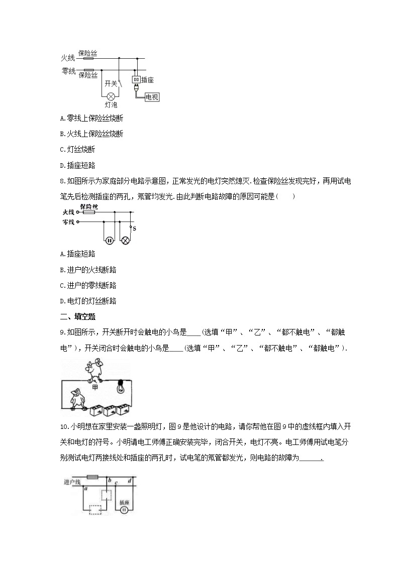 2021年北师大版物理九年级全册13.5《家庭电路》课时练习（含答案）03