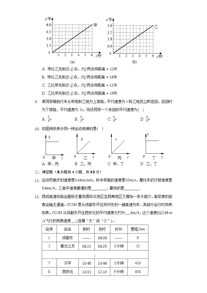 7.2怎样比较运动的快慢同步练习沪科版初中物理八年级下册03