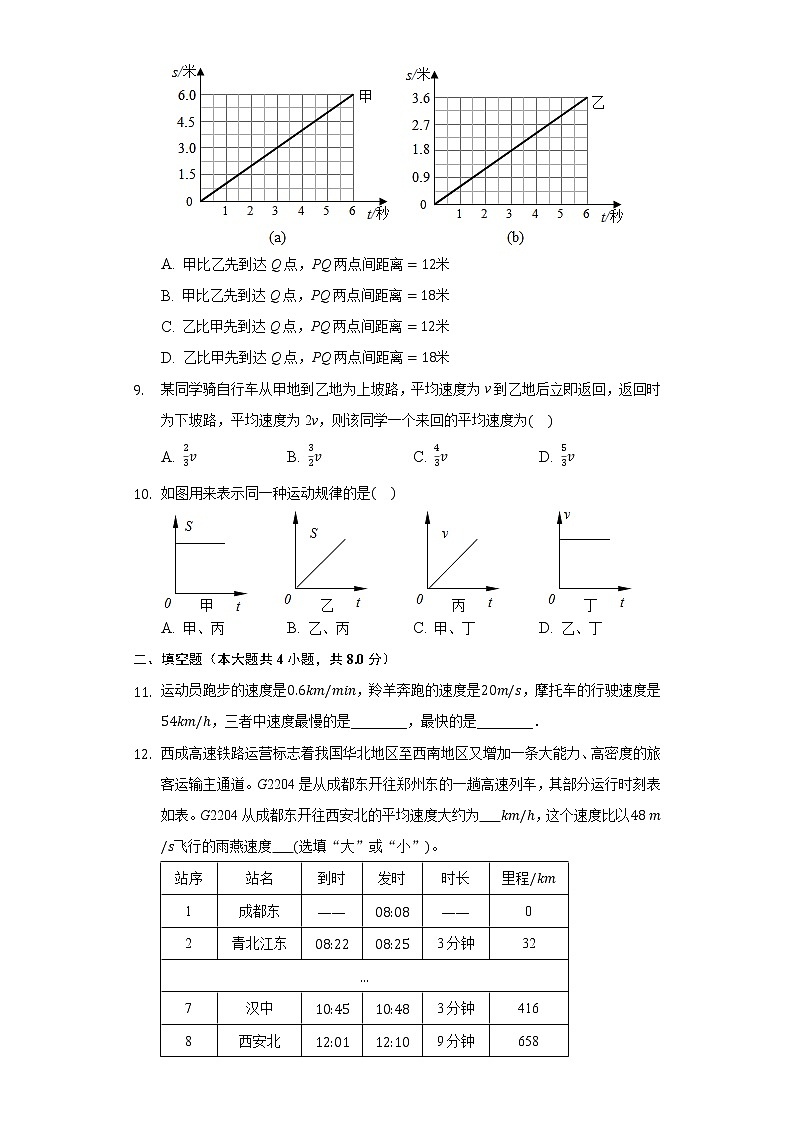 7.2怎样比较运动的快慢同步练习沪科版初中物理八年级下册03