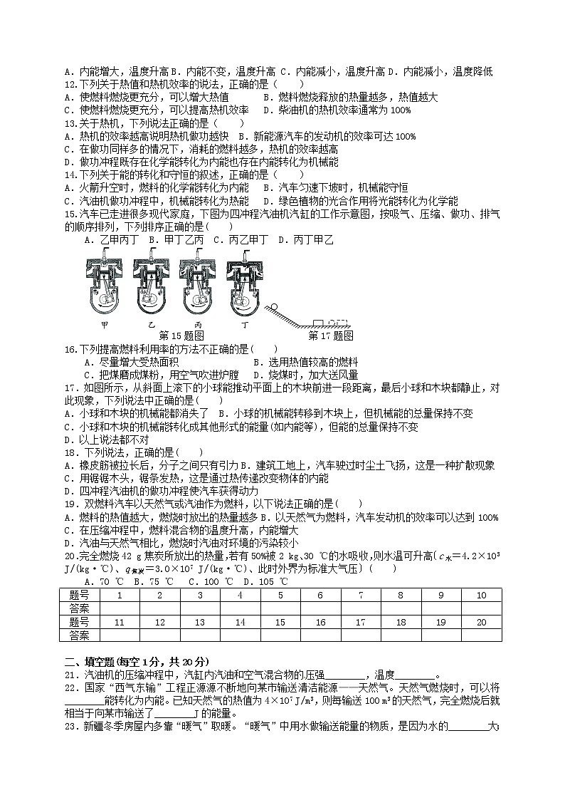 2021-2022学年人教版九年级物理第14章《内能的利用》单元检测试题 (word版含答案)第2页