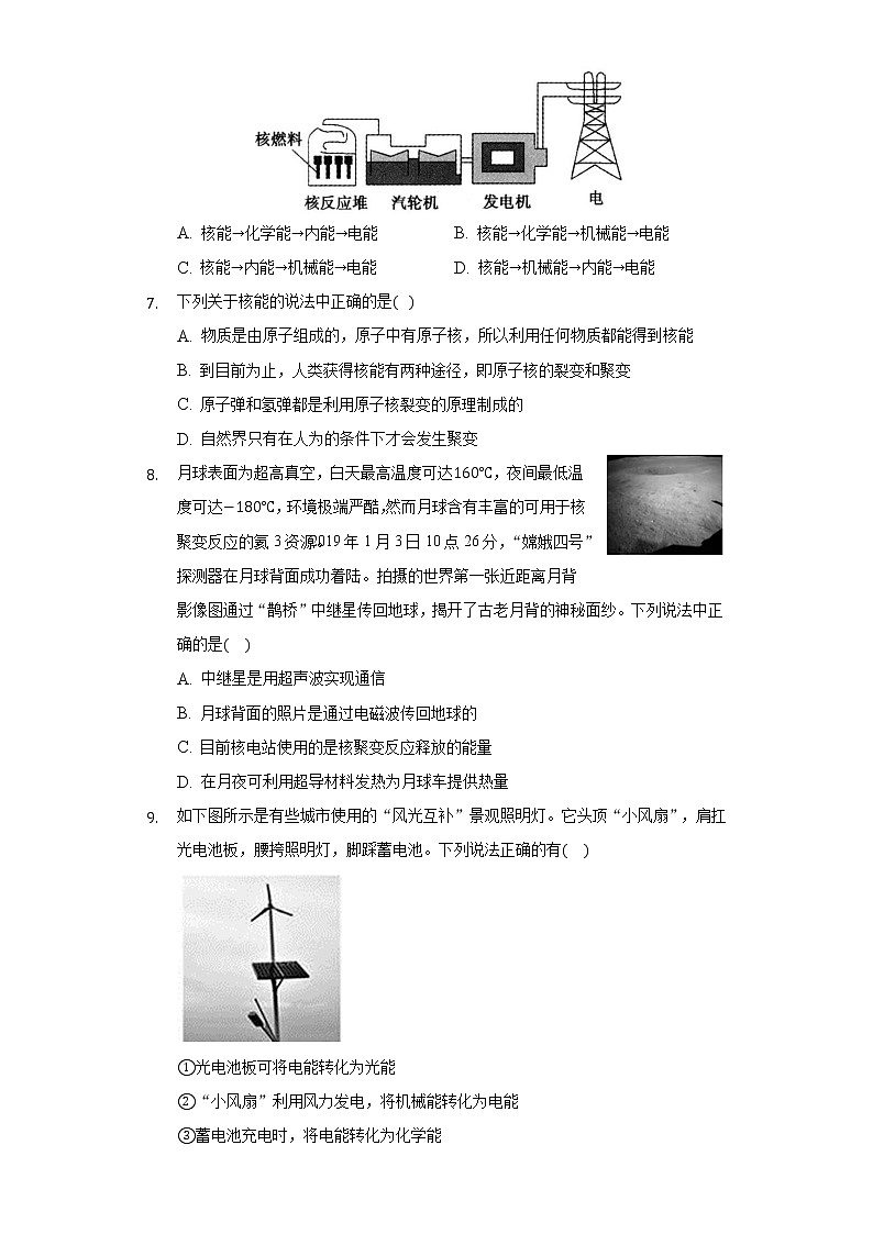 人教版初中物理九年级全一册第二十二章《能源与可持续发展》单元测试卷02