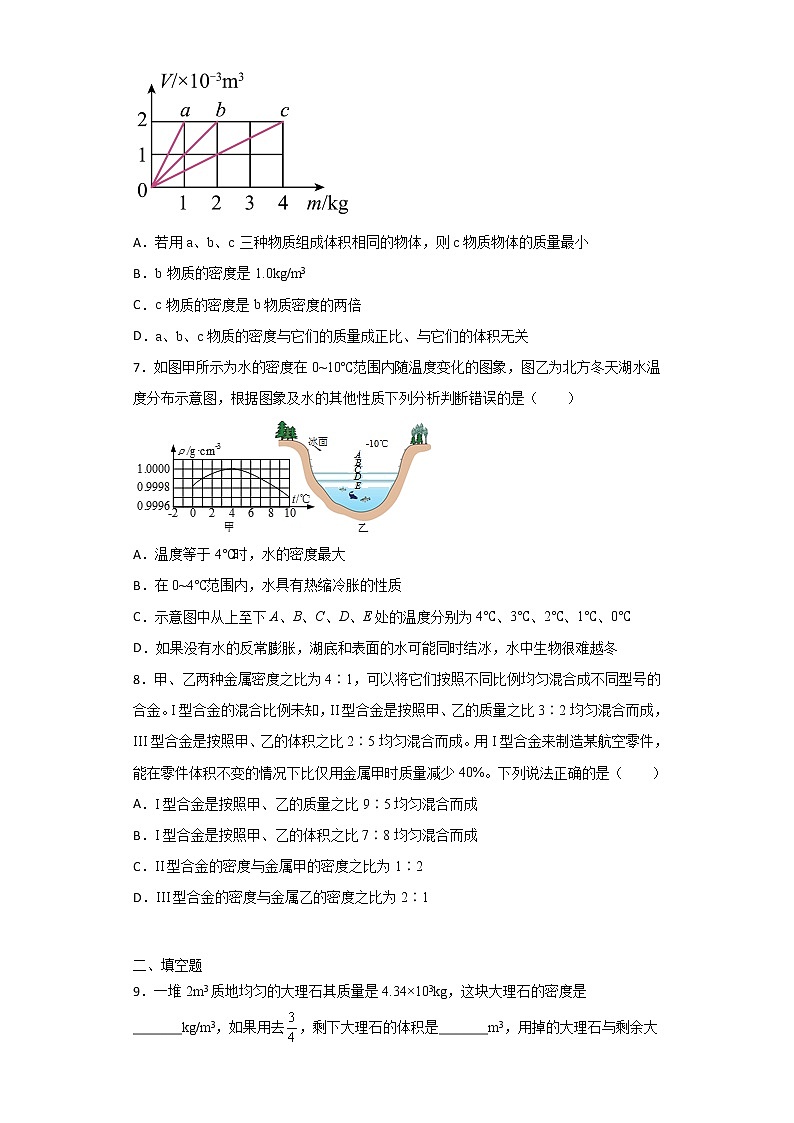 第六章质量与密度单元同步基础达标卷-2021-2022学年人教版八年级上册物理(word版 含答案)第2页