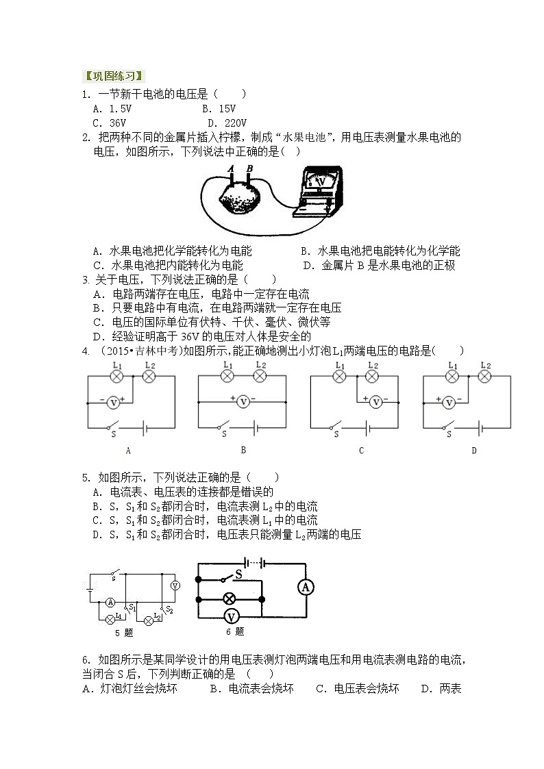 第一节 电压(无答案版)学案第3页