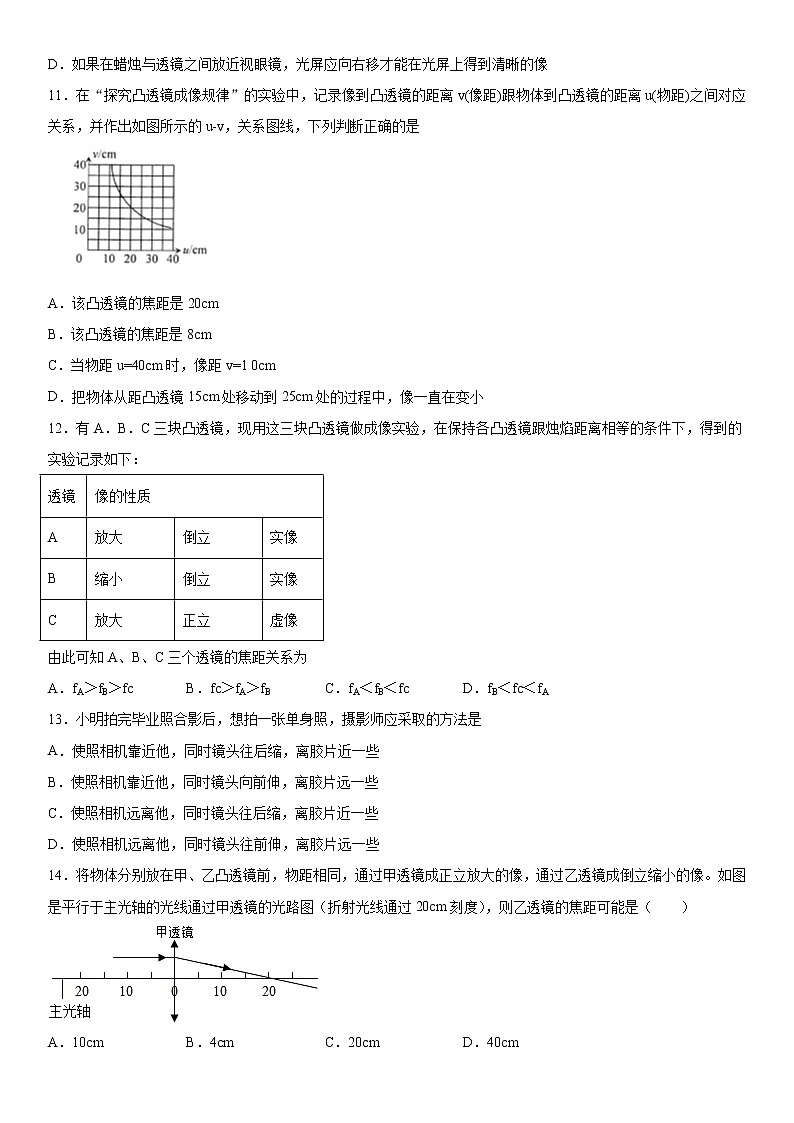 第四章光的折射透镜巩固提升2021-2022学年苏科版物理八年级上册第四章练习题第3页