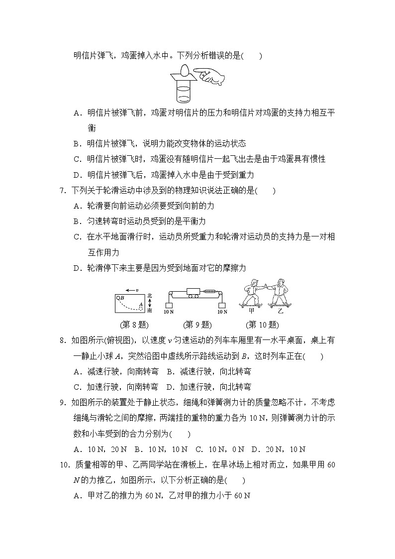 滬科版八年級(jí)下冊(cè)物理 第7章達(dá)標(biāo)測(cè)試卷第2頁(yè)