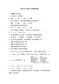 2017年上海市中考物理试卷（解析版）