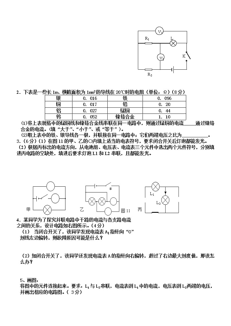 新人教版九年级物理第十六章《电压-电阻》单元测试题02
