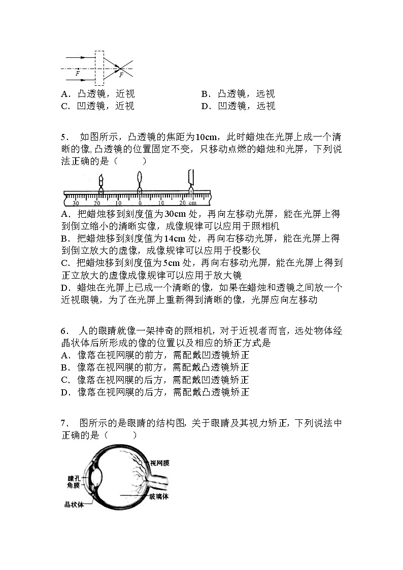 2021-2022學(xué)年人教版八年級上冊物理第5章  第4節(jié)眼睛和眼鏡練習(xí)題第2頁