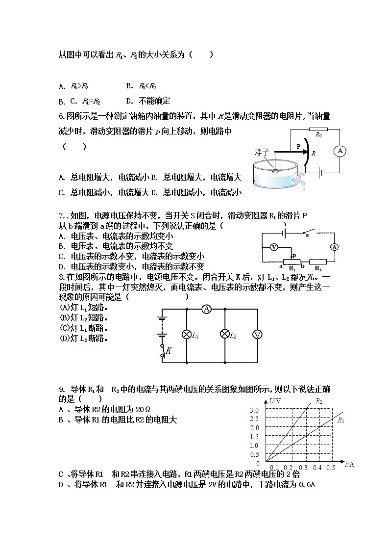 人教版天津市2021九年級(jí)物理《歐姆定律》校際聯(lián)考卷附答案第2頁