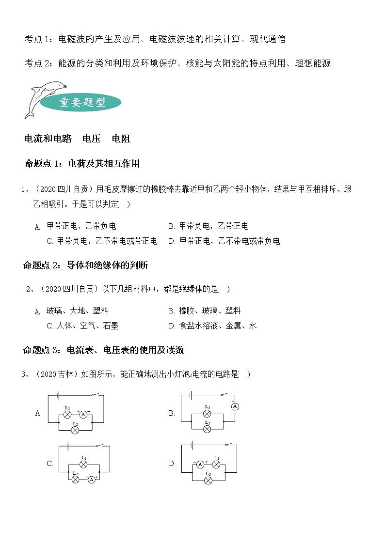 2021年中考物理专题复习:电学考点及典型题型学案第2页