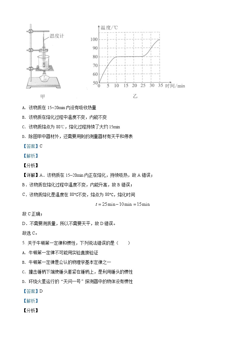 2021年湖北省武汉市中考物理试题（原卷+解析）03